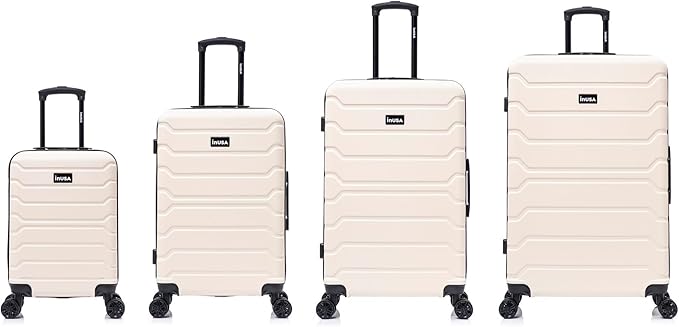 InUSA TREND Luggage with Spinner Wheels | Durable Lightweight Hardside Suitcase, Travel Sets with Handle and Trolley | (20in, 24in, 28in, 32in) 4 Piece Set | Sand