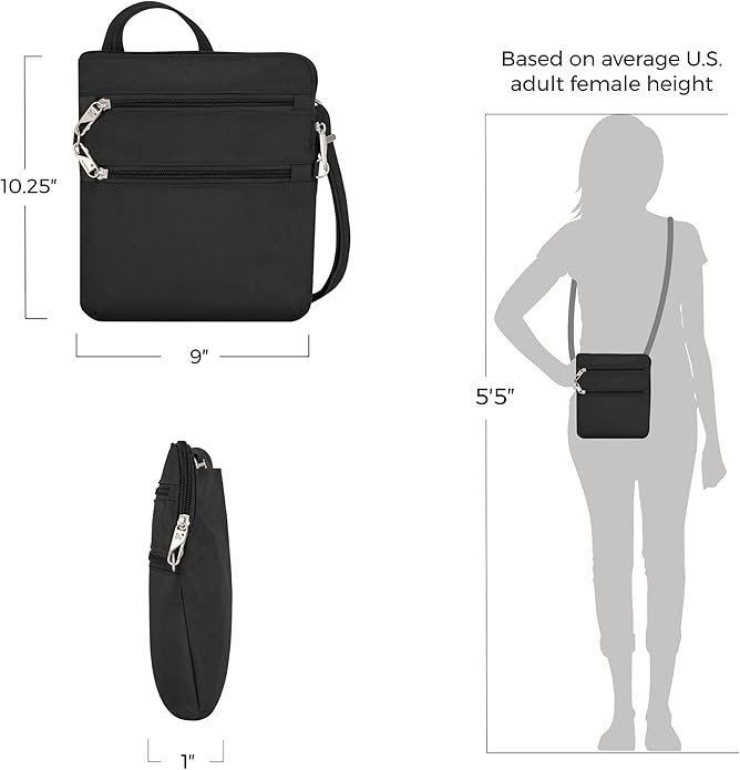 Travelon Anti-theft Classic Slim Double Zip Crossbody