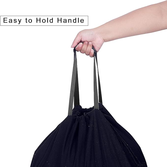 Heavy Duty Laundry Bag with Drawstring and Handle, Extra Large Travel Dirty Clothes Bag for Laundromat and Household, Durable Rip-Stop Laundry Hamper Liner, 28 x 40 Inch by SANFERGE, Navy Blue
