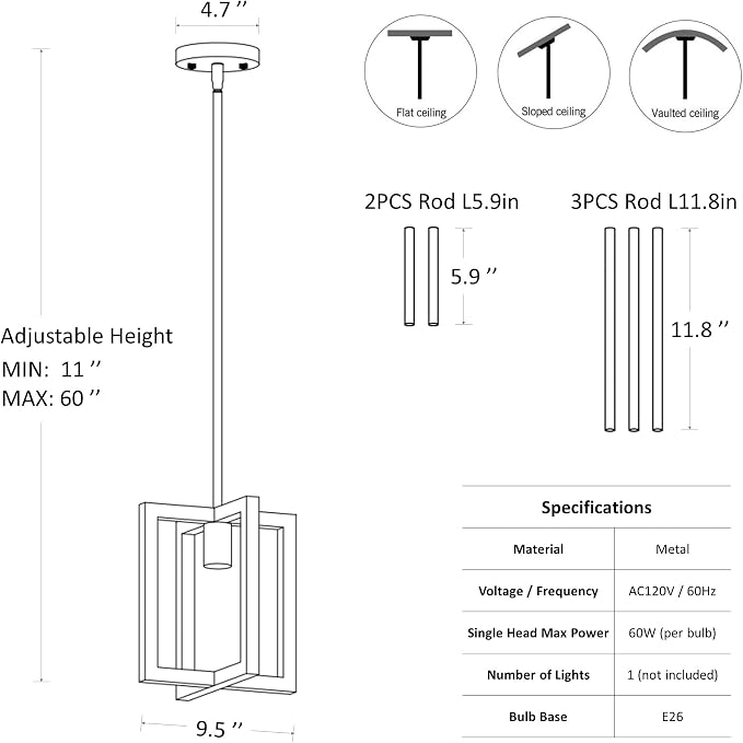 Klgxnrd Small Modern Farmhouse Black Pendant Lights Kitchen Island, Adjustable Hanging Metal Industrial Chandelier Ceiling Light Fixture for Hallway Entryway Bedroom Dining Room