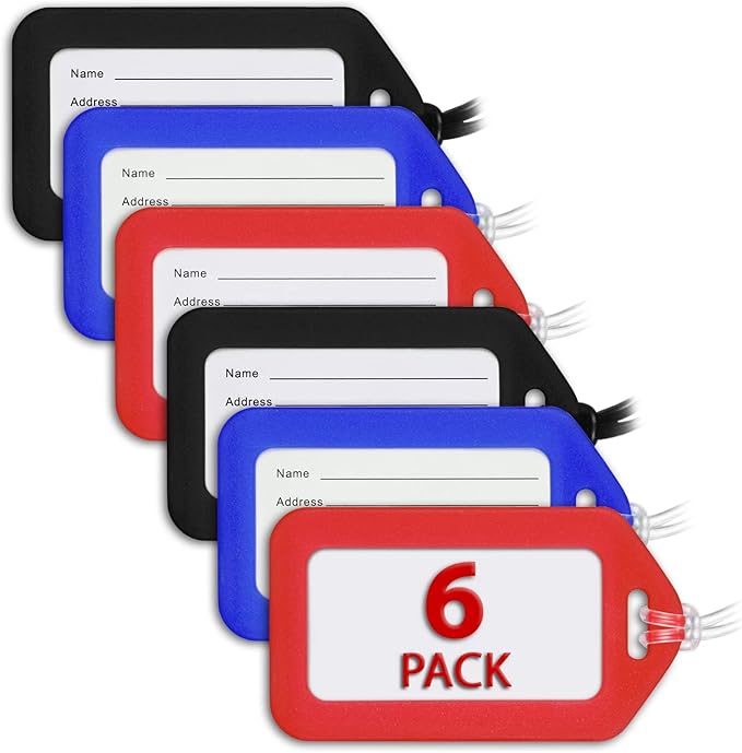 Mifflin-USA - Luggage Tags - Classic, 6 PK - Bag Tag for Baggage - Suitcase Accessory Bulk