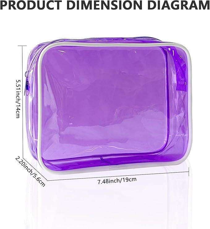 Neon TSA Approved Clear Toiletry Pouch, 7"x2.3"x4.7" Size, PVC Travel Makeup Bags for Toiletries, Transparent Cosmetic Bag for Women and Men Small (B127-D1199-1)