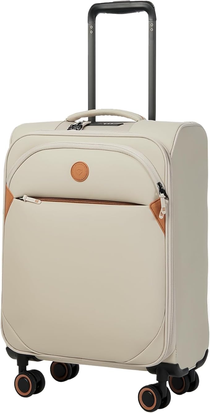 Verage Cambridge Lightweight Carry On Luggage,Softside Expandable Suitcase with Spinner Wheel (20-Inch, Light Khaki)