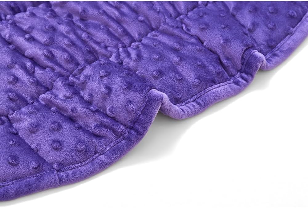 TONGDADA Weighted Lap Blanket 7lbs for Adult,Perfect for Relaxation, Lounging, Napping, Sleeping & Travel,Luxury Minky Weighted Body Blanket,Weighted Throw Blanket-Violet Minky Dot, 29" x 24"