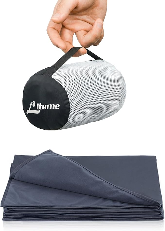 Litume Travel Blanket Lightweight and Breathable, 67 x 48 in Soft Airplane Flight Blanket for Travelers, Foldable Camping Sheet with Stuff Sack for Train, Camp, backpacking, office, home (Velvet E650)