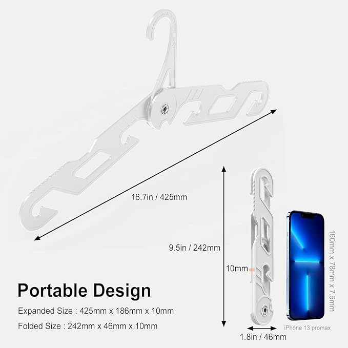 NICEDACK Premium Travel Hangers 3 Pack Portable Folding Clothes Hangers - Super Bearing Collapsible Hanger Foldable Clothes Drying Rack for Travel, Indoor and Outdoor Use (3 Pack White)