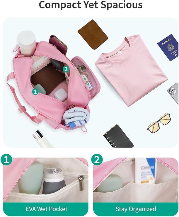 Ceneda 12 inch Mini Gym Bag for Women, Small Duffle Bag with Wet Pocket, Lightweight Multi-Pocket Travel Tote for Yoga, Sports, Workout, Daily Use - Water-Resistant