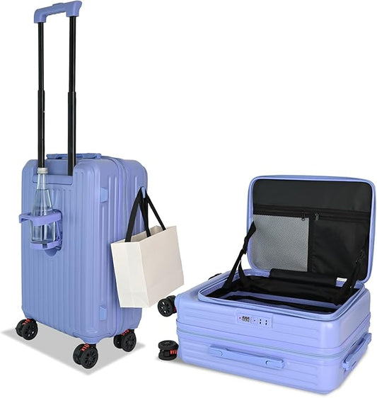 Carry on Luggage Airline Approved, Carry on Suitcases with Wheels, Expandable Suitcase with YKK zipper, Top Open Design Luggage with Spinner wheels, Perfect for Gift, Blue Luggage.