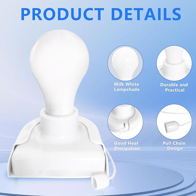 Battery Light Bulb, 2Pack Battery Operated Closet Lights with Pull Chain | Zwesanii Wireless Stick up Wall lights Pull String Light Fixture for Cabinet Bedroom Bathroom Study Room, Cool White 6000K