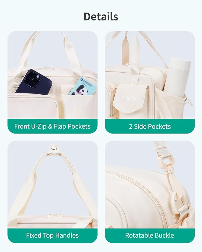 Ceneda 12 inch Mini Gym Bag for Women, Small Duffle Bag with Wet Pocket, Lightweight Multi-Pocket Travel Tote for Yoga, Sports, Workout, Daily Use - Water-Resistant