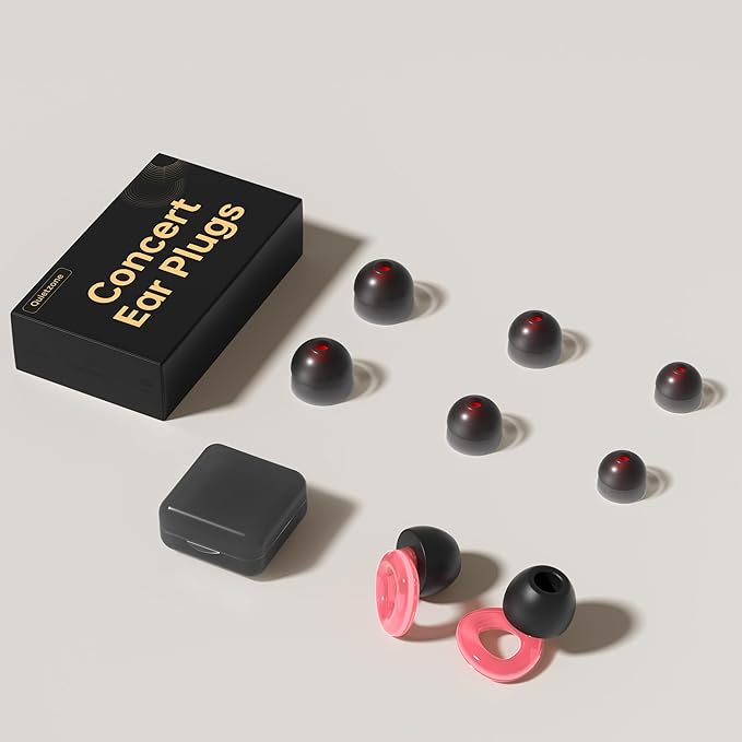 High Fidelity Concert Ear Plugs - 21dB Noise Reduction Music Earplugs for Musicians, Festivals & DJs - Reusable Silicone Hearing Protection with Portable Travel Case, Pink