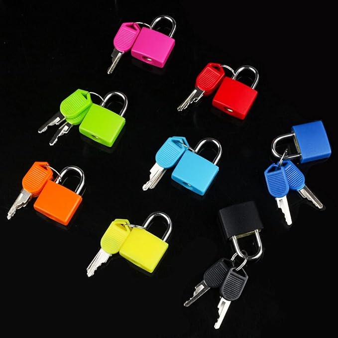 8 Pcs Luggage Locks with Keys, Locker Lock Small Luggage Padlocks, Suitcase Locks Metal Keyed Padlock for School Gym 8X Multicolor