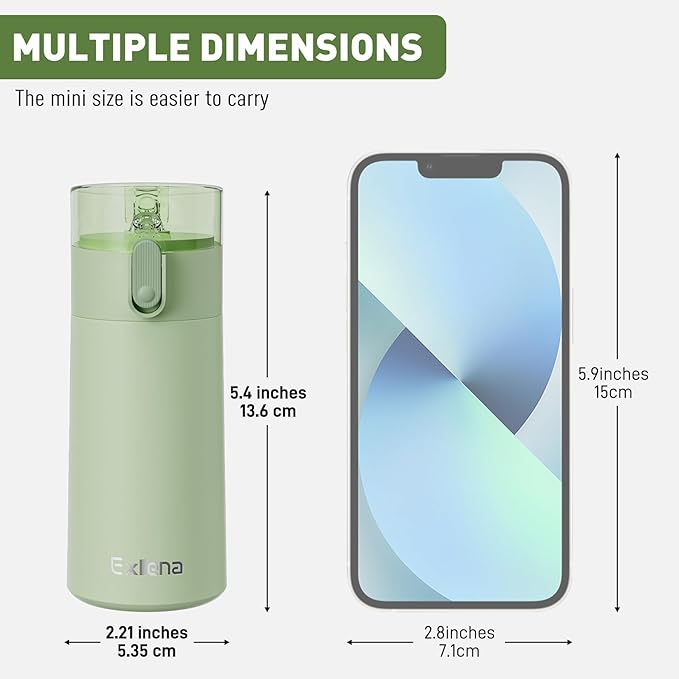 5oz Small Water Bottles with Straw, Mini Water Bottle with One-Hand Open Design, Leak-Proof Locking Lid for Hot&Cold Drinks, Small Travel Water Bottle - 100% Leakproof for School, Travel...(Mint)