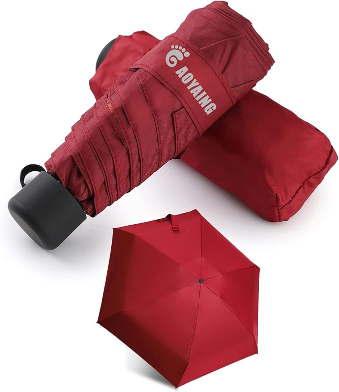 GAOYAING Compact Travel Umbrella with Case Sun&Rain Lightweight Small and Compact Suit for Pocket