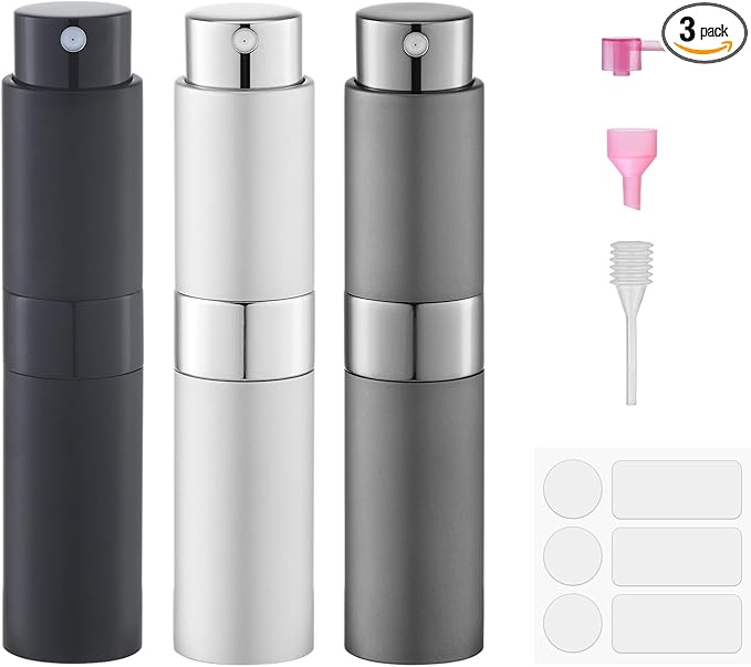 Perfume Atomizer Travel Bottle Refillable: Cologne Sprayer Portable for Men - Mini Spray Empty for Refill - 8ml Small Size Grey