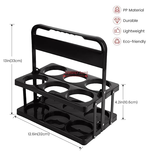 Bodaon 6 Cup Drink Carrier with Handle, Plastic Cup Carriers for Drinks, Drink Holder for Car, Take Out Delivery Drivers Accessories, Portable Foldable Reusable Mobile, Use for Food Delivery Bag