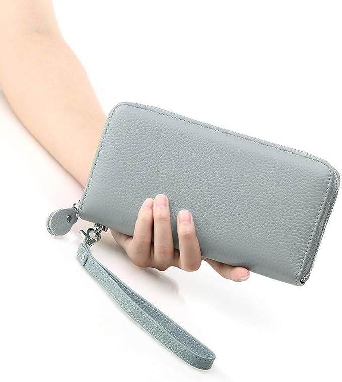 Moflycom Womens Wallet RFID Blocking Genuine Leather Zip Around Wallet Clutch Wristlet Travel Long Purse for Women