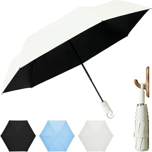 Windproof Compact Travel Umbrella,Large Strong but Light Portable and Automatic Folding Rain Umbrella, small inverted for travel size