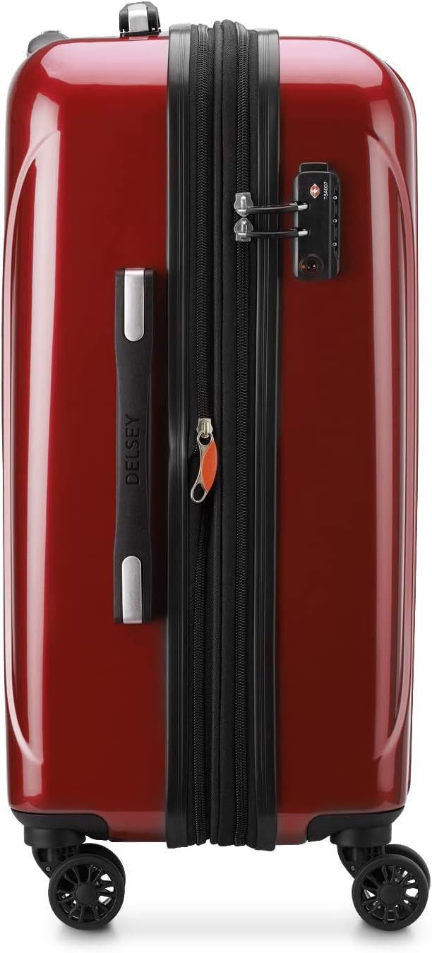 DELSEY PARIS Helium Aero Hardside Expandable Luggage with Spinner Wheels, Brick Red, Carry-On Plus 21 Inch
