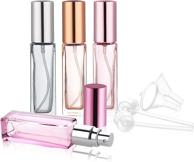 YOCASII Glass Travel Perfume Bottle Refillable, 10ml Perfume Bottles, Pocket Perfume Spray Bottle Atomizer, 4PCS Refillable Perfume Bottle for Travel