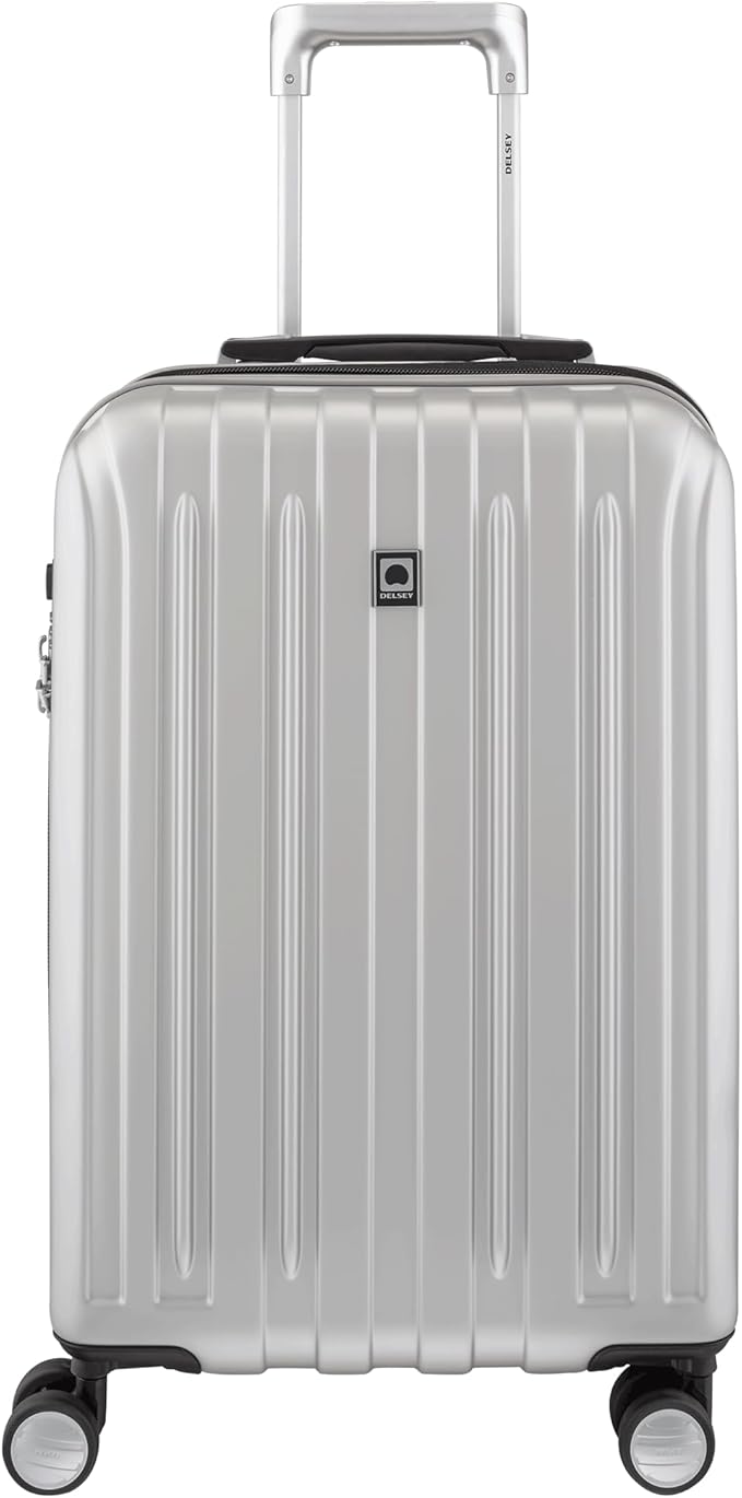 DELSEY PARIS Titanium Hardside Expandable Luggage with Spinner Wheels Carry-On Luggage, Silver, Carry-On 21 Inch
