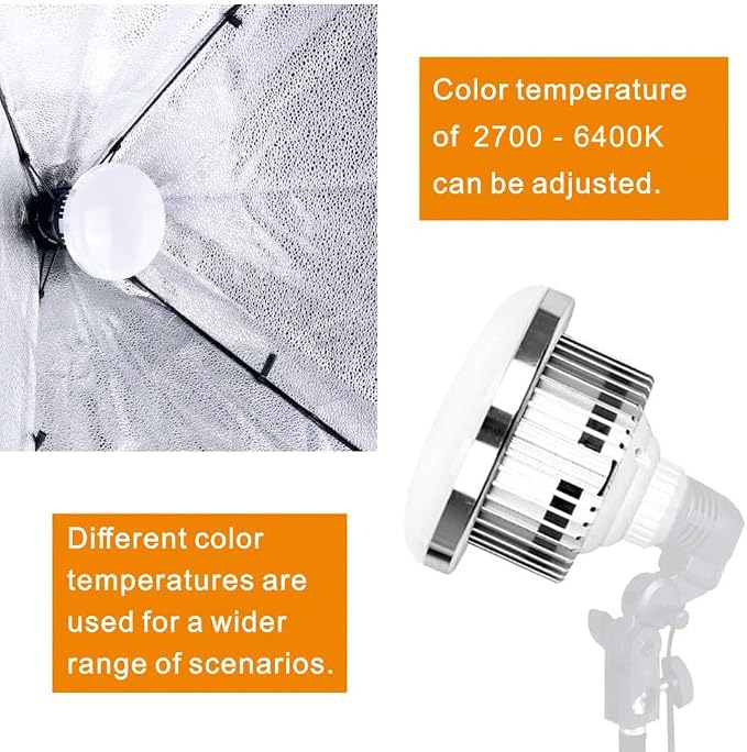 2Pack 85W Photography Light Bulb 2700-6400K Colour Temperatures Dimmable Tricolor LED Bulbs Softbox Bulb in E27 Socket for Photography Photo Video Studio Lighting Softbox
