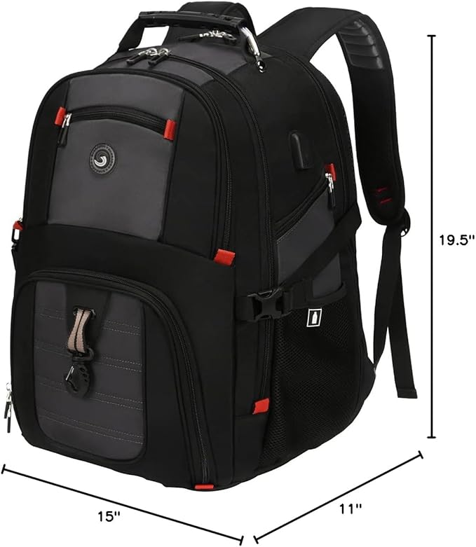 SHRRADOO Extra Large 50L Travel Laptop Backpack with combination lock, College High School Backpack Airline Approved Business Work Bag Fits 17 Inch Computer for Men Women