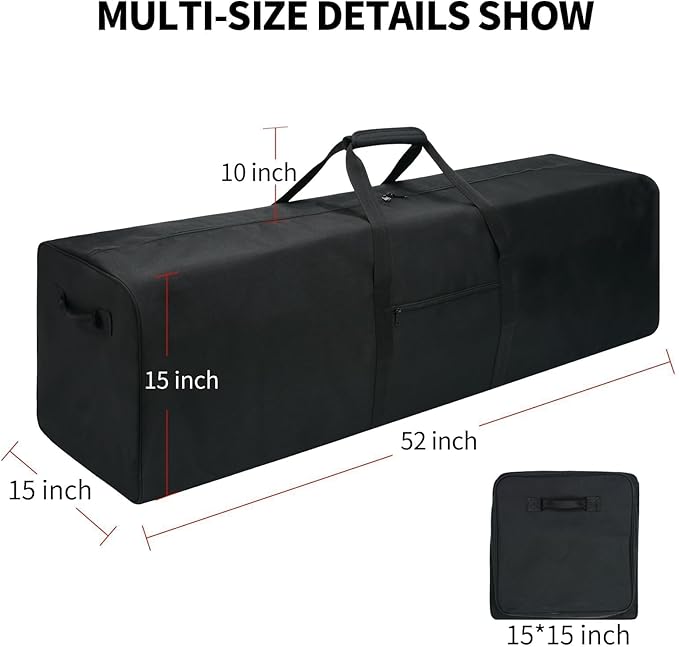 Urbanstand 52 Inch Extra Large Duffle Bag for Travel, 190L Sports Gear Storage Bag with 2-way Lockable Zippers, Long Duffel Bag for Tent Camping Moving tripod (Black)