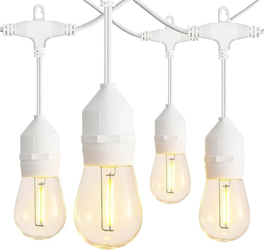 Outdoor String Lights, 105FT Waterproof Patio Lights with 1W Dimmable LED Bulbs, Hanging String Lights for Outdoor Backyard, Garden, Deck, Porch, Gazebo, Balcony, Camping, Party(White)