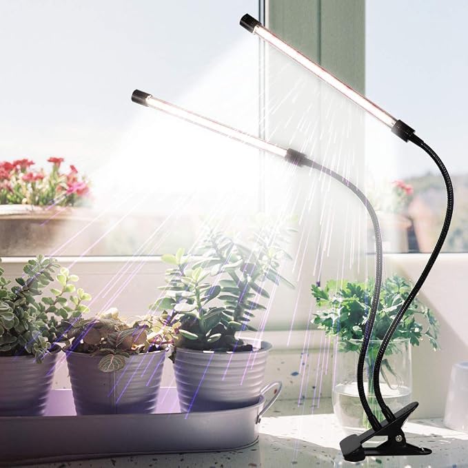 GHodec Grow Light,Full Spectrum White 84 LED Clip Plant Light | 6000K White Full Spectrum Desk Lamp for Indoor Plants Growing, 4/8/12H Timer & 5 Dimmable Levels