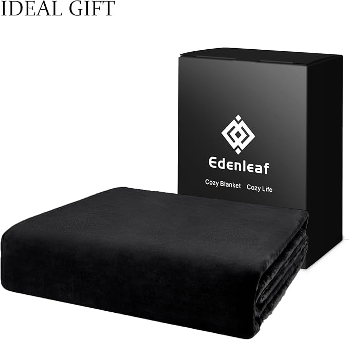 Big Oversized Soft Blanket, Giant Fleece Companion 120x120, California King Warm Blanket for Whole Family, Bed, Sofa, Couch, Travel, Camping 120x120 Black