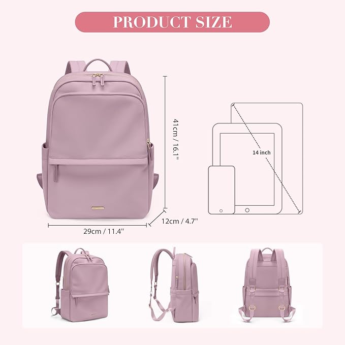GOLF SUPAGS Women Laptop Backpack Casual Daypack for Work Travel College Backpack Purse Fits 14 Inch Notebook (Pinkish Purple)