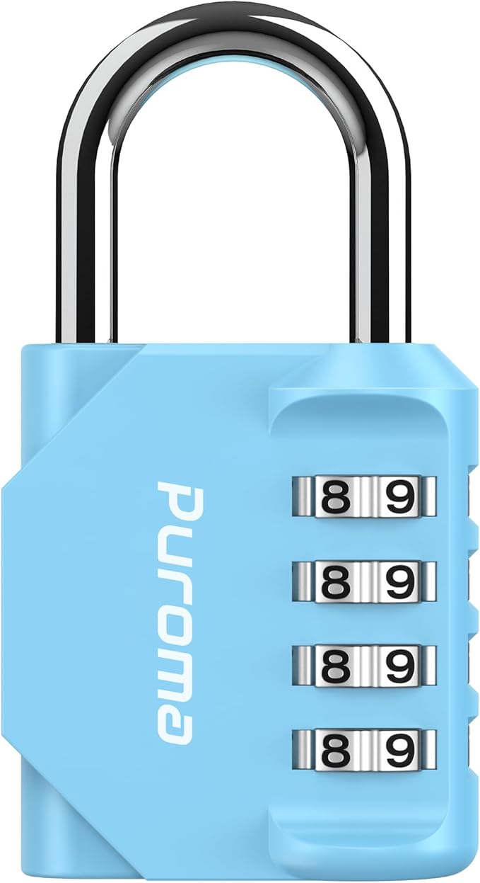 Puroma 1 Pack Combination Lock for Locker 4 Digit Outdoor Waterproof Padlock for School, Gym, Sports, Fence, Toolbox, Gate, Case, Outdoor, Hasp Storage, Cabinets (Sky Blue)