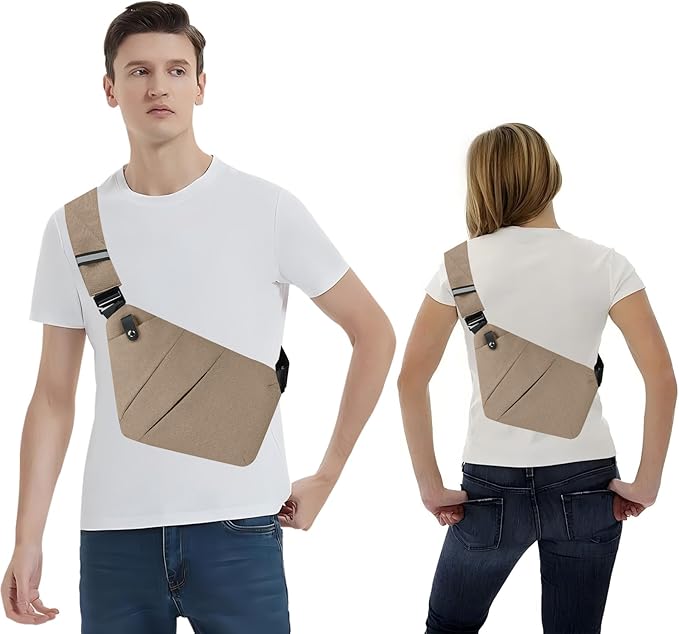 Anti-Theft Crossbody Bag Theft Proof Sling Bags for Women Men Waterproof Travel Essentials Secure Purse with Passport Holder, Ideal for Safe Travel Outdoors, Coffee