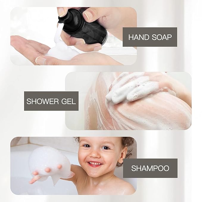 2oz Foam Bottle (10PCS) Empty Foaming Pump Dispenser for Hand Soap, Lash Cleanser, Shampoo to Travel (60ml, Black)