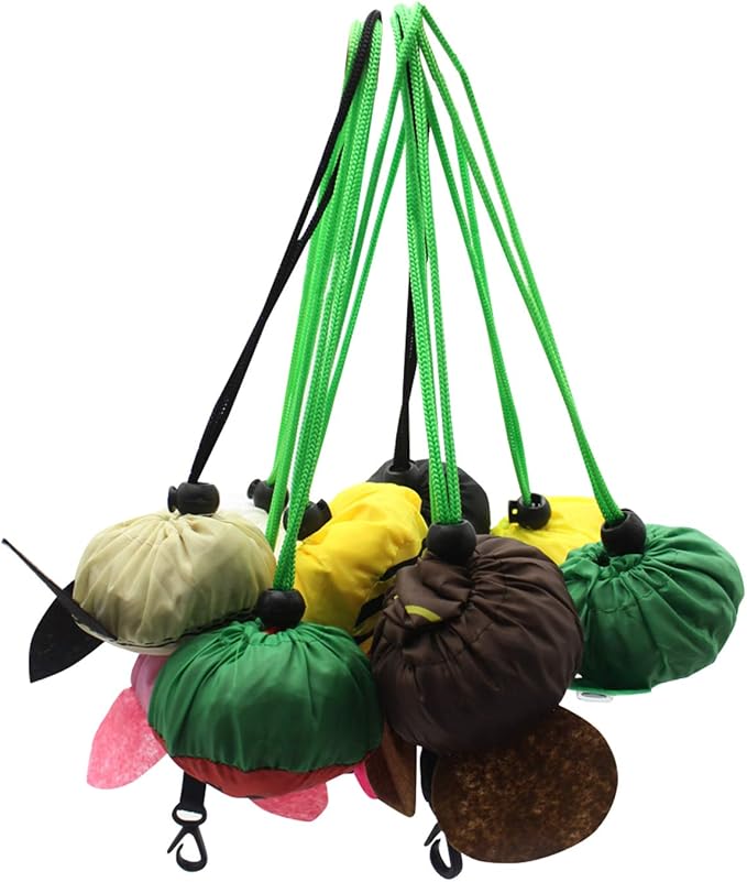 10PCS Folding Shopping Bags Reusable Shopping Tote Bags Compact Eco Periodic Duty Recycling Use Shopping Bags (Animals)