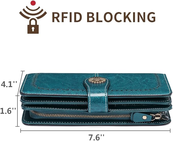 SENDEFN Wallets for Women Leather Credit Card Holder with RFID Blocking Large Capacity Wristlet | with RFID Blocking, Large Capacity, Wristlet, with RFID Blocking, Large Capacity, Wristlet