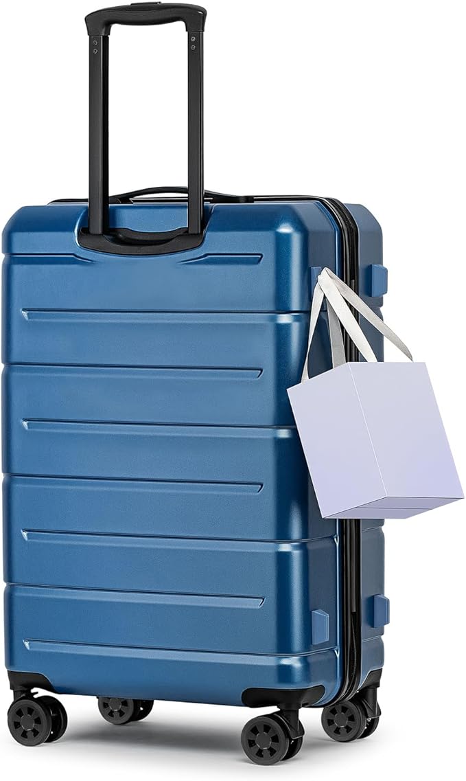KYME 24 Inch Luggage TSA Approved Hardshell Suitcases with Spinner Wheels Durable PC+ABS Medium Checked Travel Luggage for Women Men Blue