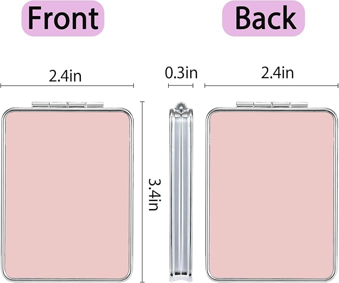 Pocket Mirror, Small Travel Mirror with Magnification, Portable Double-Sided Magnifying Cosmetic Mirror for Daily (Pink)