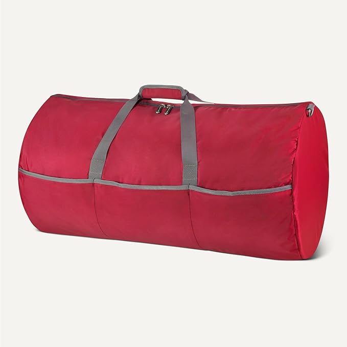 Amazon Essentials Extra Large Foldable Nylon Duffel Bag for Travel/Storage with Zippered Pockets, 32.4", 150L, 50-LBS Capacity, Red (Previously Amazon Basics)