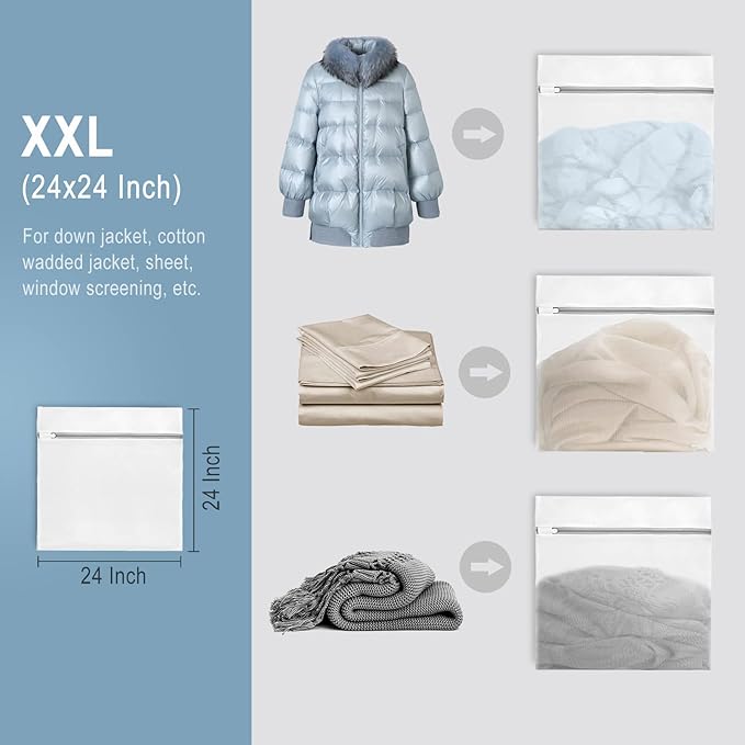 Muchfun 4Pcs Durable Fine Mesh Laundry Bags for Delicates 24 x 24 Inches (4 XX-Large)