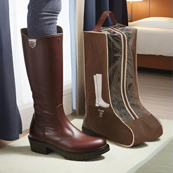 Portable 2 Pack Boots Storage, Tall Boots Storage/Protector Bag,Brown Portable waterproof storage bags are used for travel storage, under the bed, wardrobe, shoe cabinet and other home storage