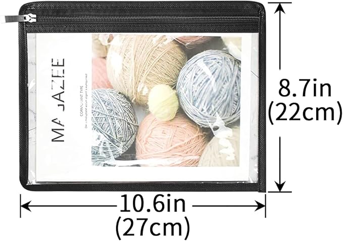 6 Pieces Clear Zipper Pouches Pencil Pouches PVC Makeup Pouch Envelopes Folder Storage Multi Purpose Pouch Document File Organization Bags, Office Supplies (Black Edging, 9.8 x 8 Inches)