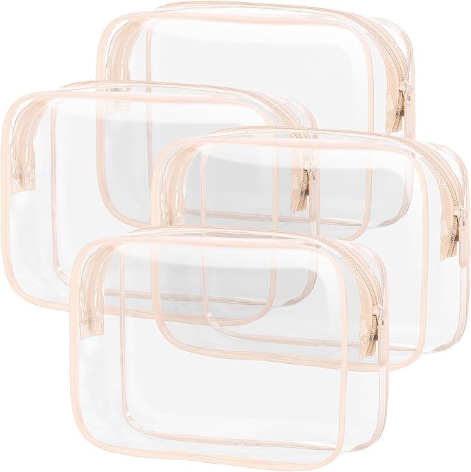 PACKISM TSA Approved Toiletry Bag 4 Medium - Quart Size Clear Makeup Bag for Carry On, Airport Security Compliant Clear Travel bag for Toiletries with Reinforced Seams, Active Pink
