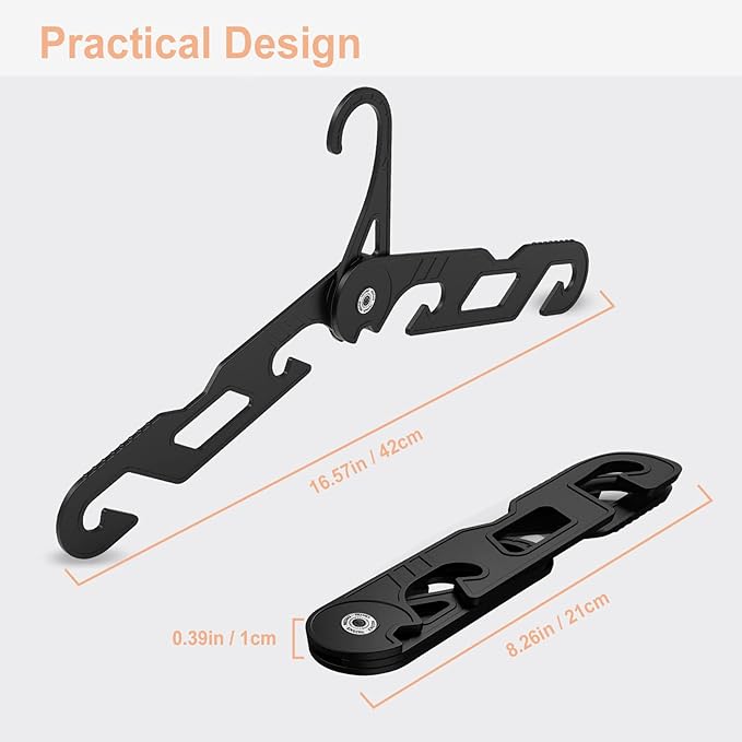 NICEDACK Premium Travel Hangers 6 Pack Portable Folding Clothes Hangers - Super Bearing Collapsible Hanger Foldable Clothes Drying Rack for Travel, Indoor and Outdoor Use (6 Pack Black)