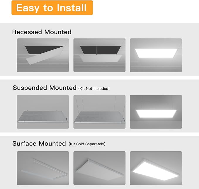 2x4 LED Flat Panel Light,Selectable 5CCT,0-10V Dimmable,9360LM,4Pack | 3000K/3500K/4000K/5000K/6500K, 30W/40W/50W/60W/72W, 2x4FT LED Drop Ceiling Fixture for Office, Commercial, School, ETL Listed