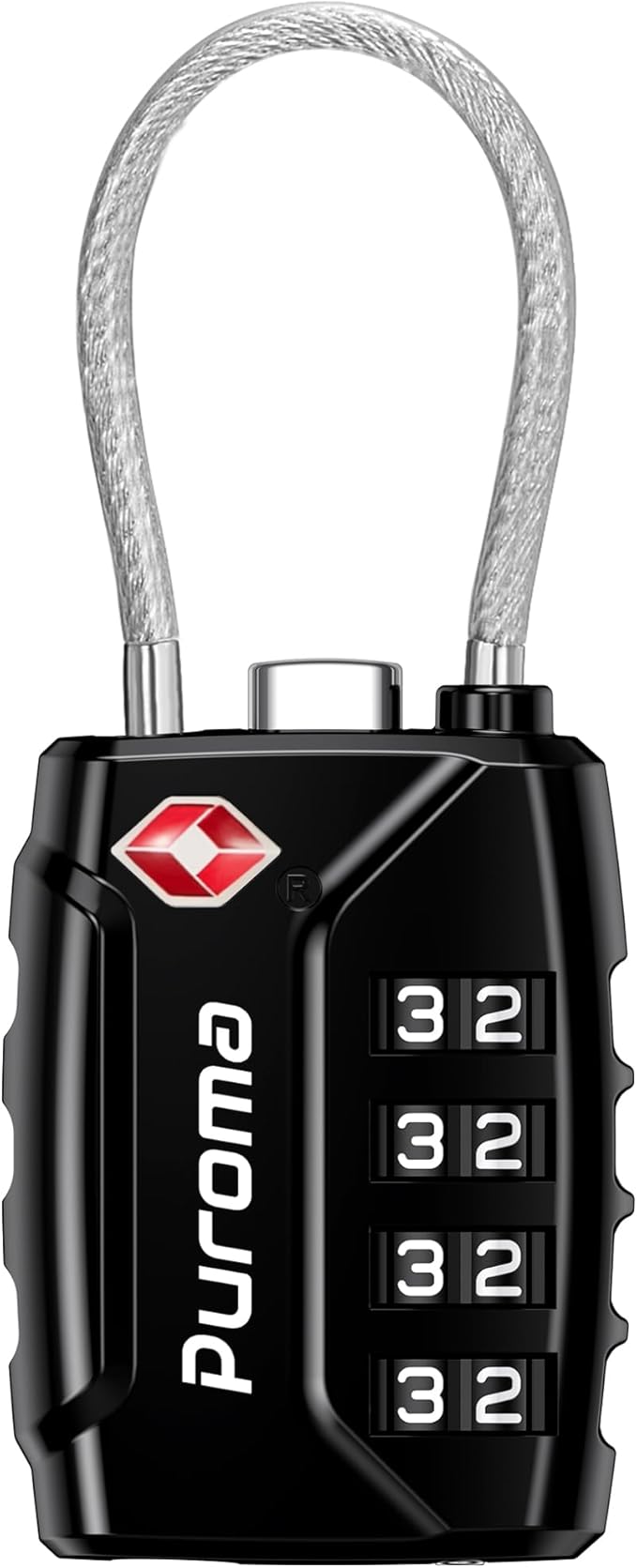 Puroma TSA Approved Luggage Locks, 4 Digit Combination Travel Cable Locks Resettable Code Lock with Zinc Alloy Body for Suitcase, Toolbox, Backpack, Bag, Gym Locker (Basic Black)