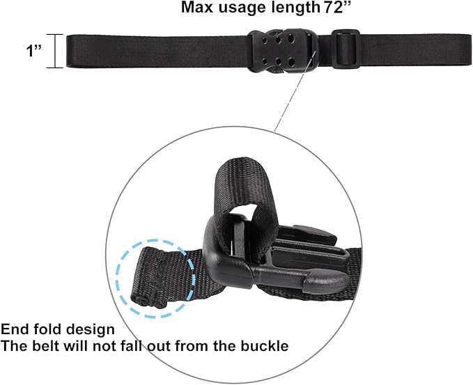 Ayaport Utility Straps with Buckle 40" Quick-Release Adjustable Nylon Straps Black 2 Pack