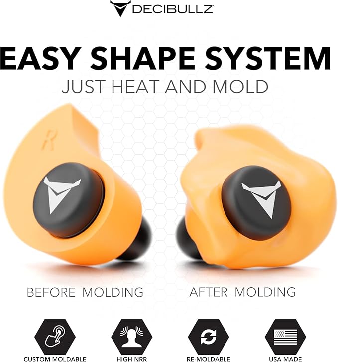 Decibullz - Custom Molded Earplugs, 31dB Highest NRR, Comfortable Hearing Protection for Shooting, Travel, Work and Concerts