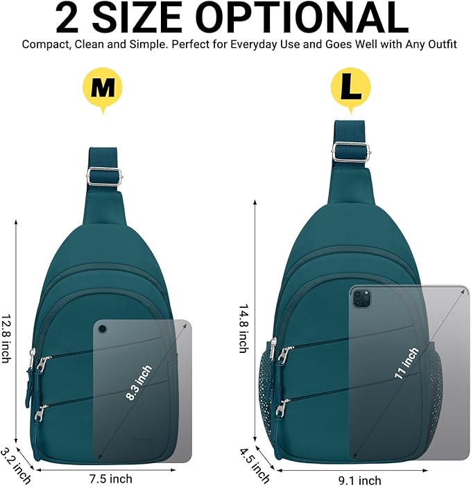Tuwubi Crossbody Bags for Women, Sling Bag for Men, Small Hiking Backpack Anti Theft Lightweight for Outdoors Travel （M, Teal Blue）